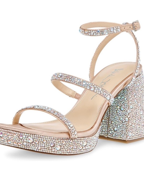 Betsey Johnson Shoes - Betsey Johnson Rose Gold Jeweled Platform Block Heels